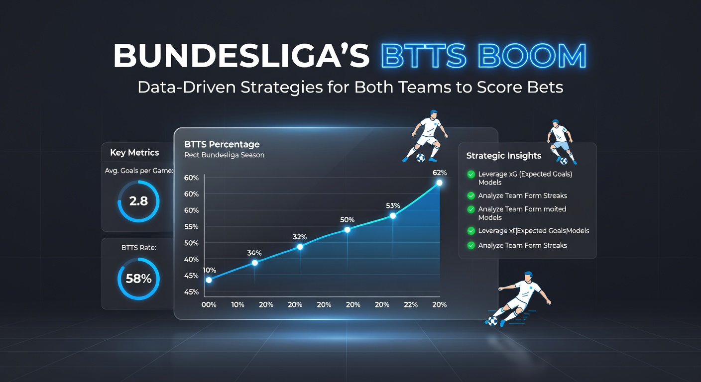 Vibrant stadium scene from a Bundesliga match showing goals from both teams, highlighting the high-scoring action typical of BTTS outcomes