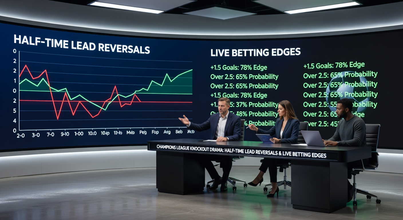 Live betting interface showing shifting odds during a Champions League half-time lead reversal