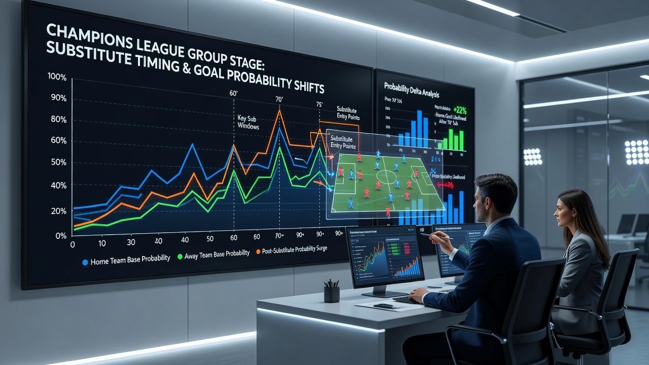 Data visualization of goal timing after substitutions in European club matches