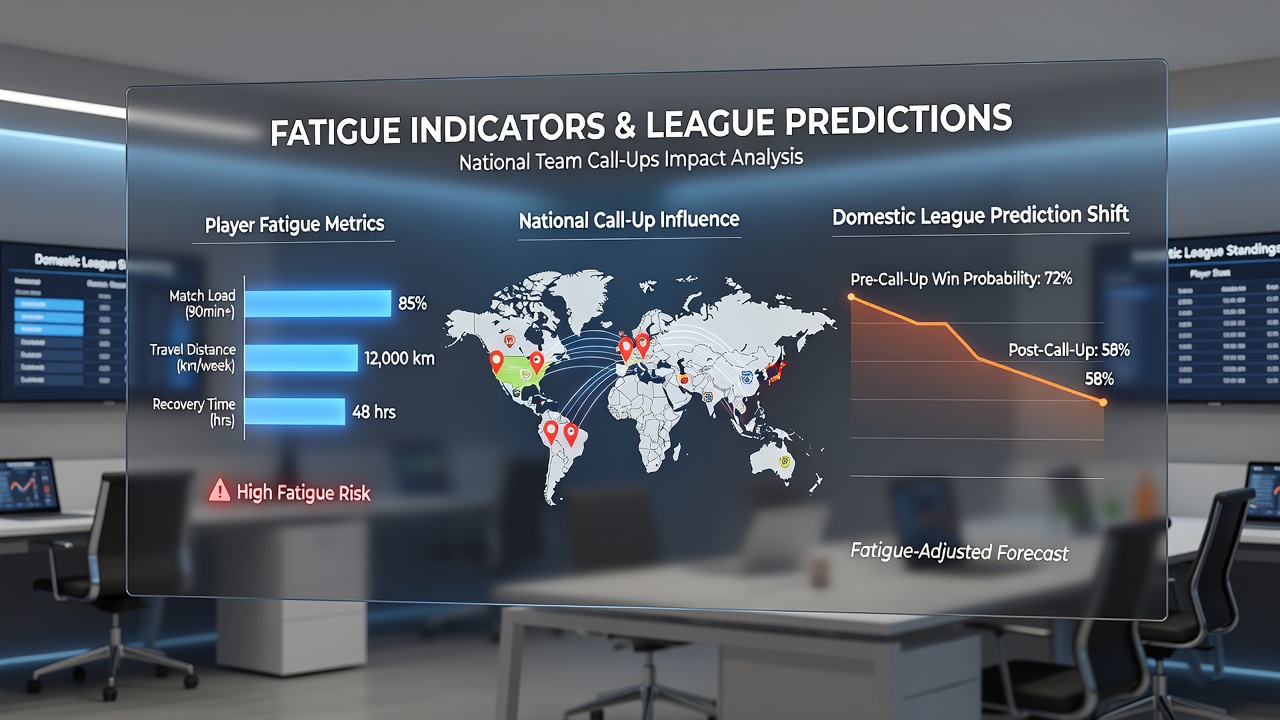 Data charts displaying fatigue metrics and league performance correlations after international breaks