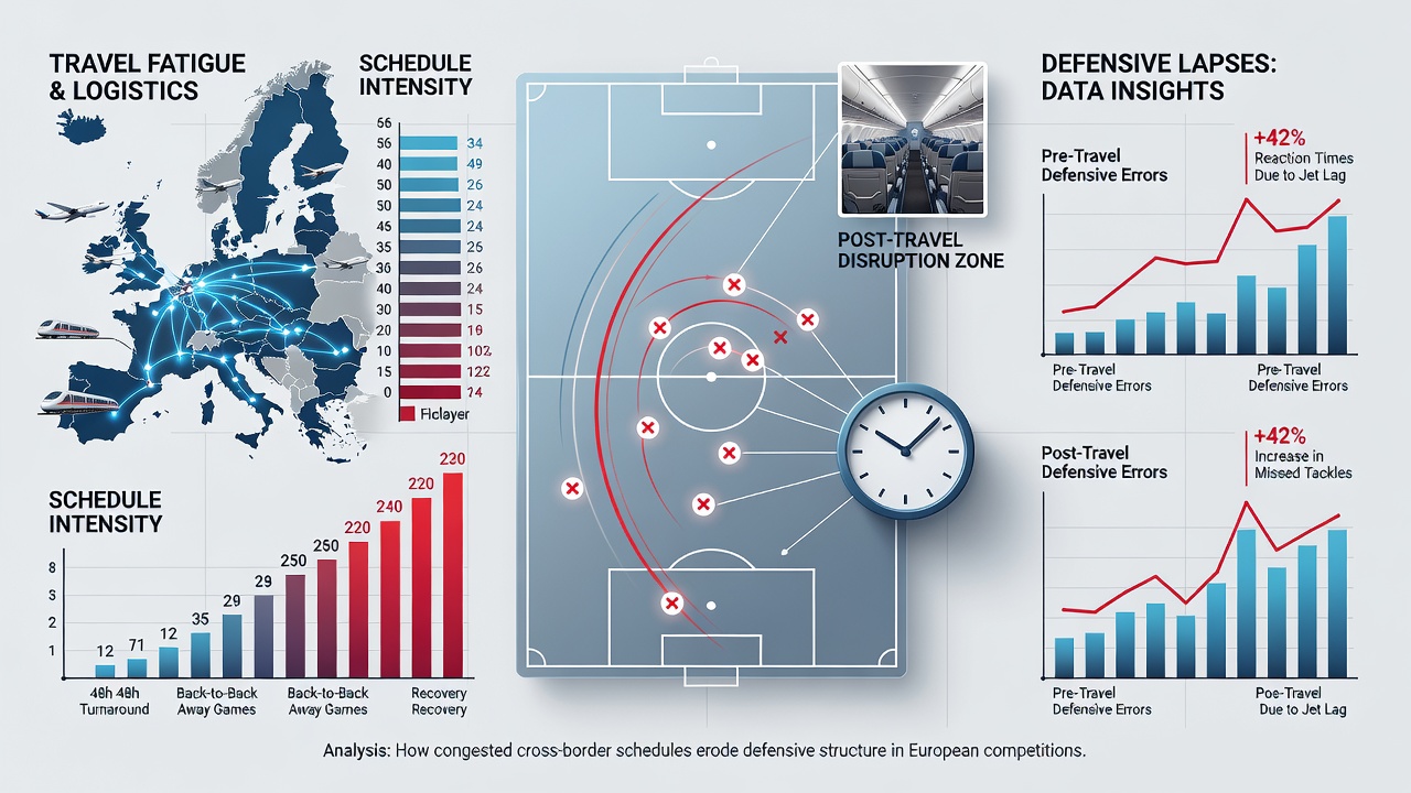 Football players experiencing fatigue during a cross-border match, with focus on defensive positioning errors