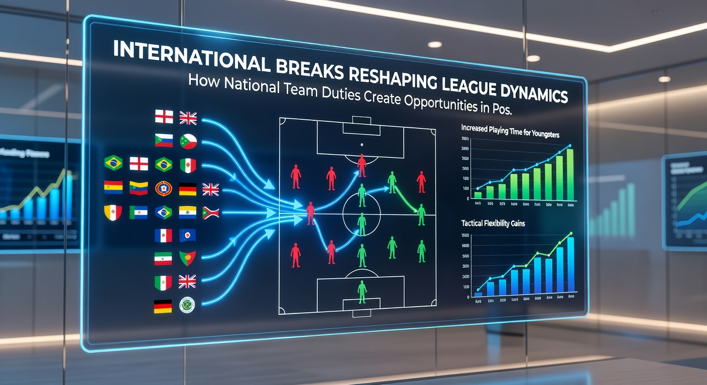 Coaches and analysts reviewing post-international break statistics on a tablet during a team briefing