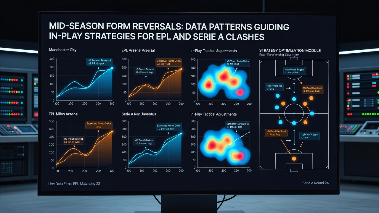 Charts showing second-half goal surges and possession changes in mid-season Serie A and EPL clashes