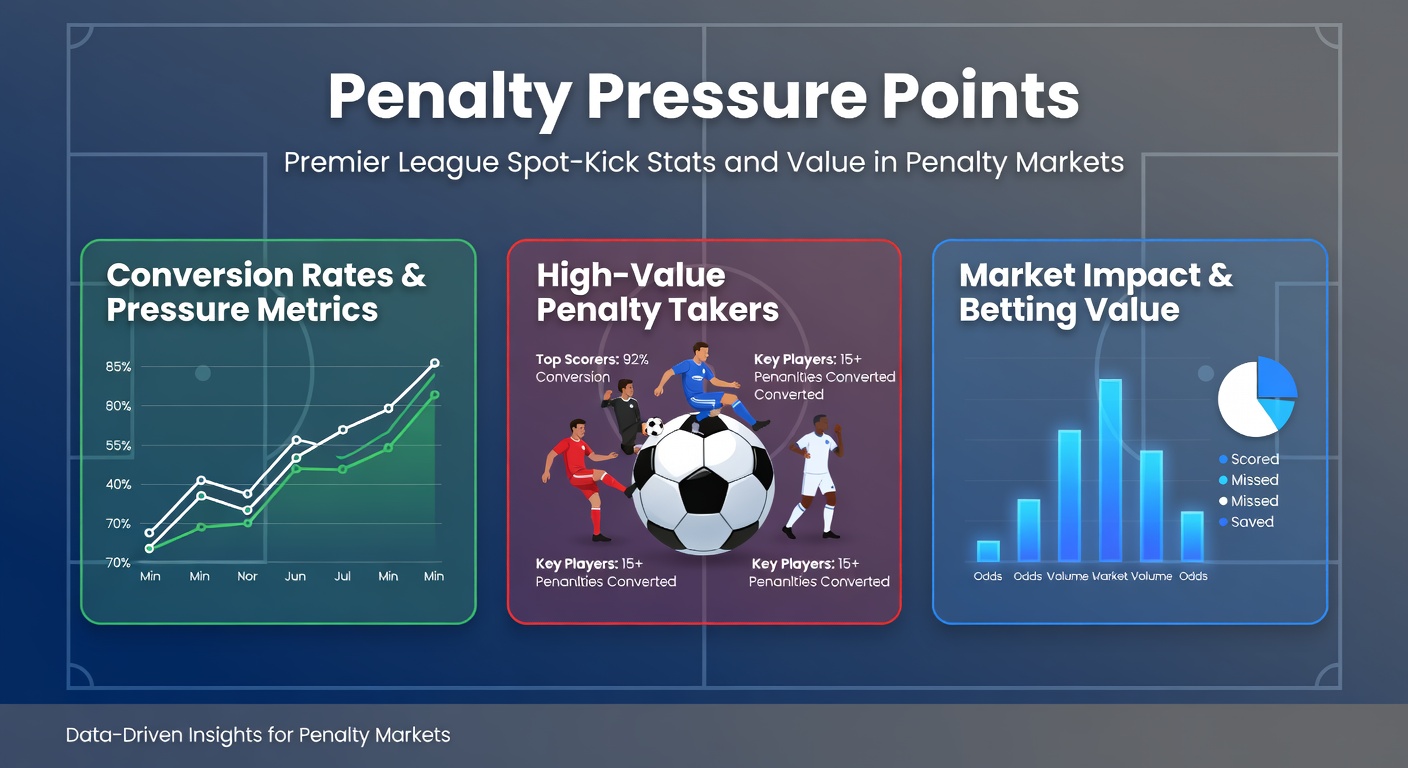 A tense Premier League penalty moment with the ball on the spot and keeper poised, crowd in blur behind