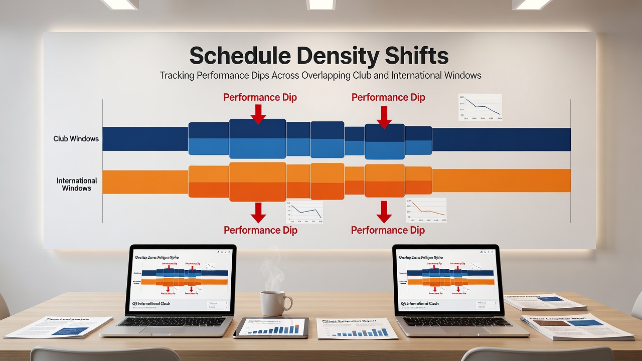Graph showing performance metrics across overlapping football schedules