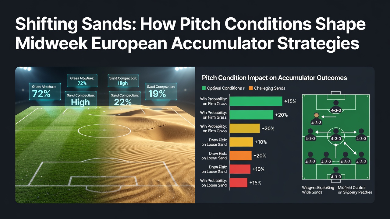 Midweek European match under floodlights highlighting pitch wear and ball movement variations
