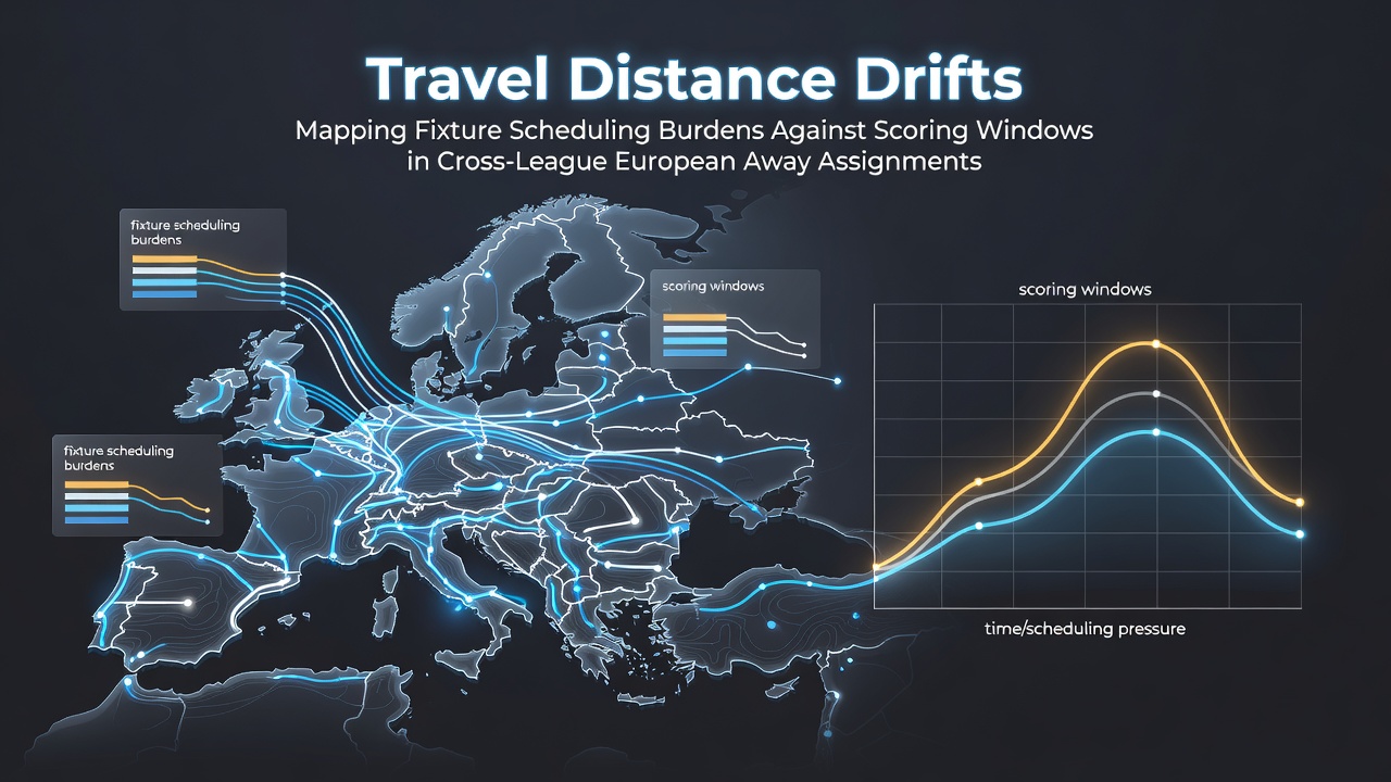 Map showing travel routes and distances for European football teams in away fixtures across multiple leagues