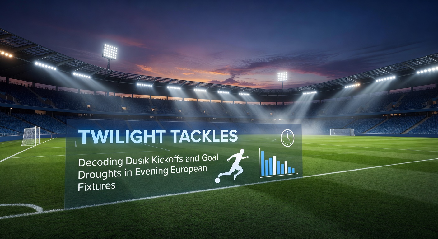 Graph showing goal trends in evening versus daytime European fixtures, highlighting the sharp drop in totals after sunset